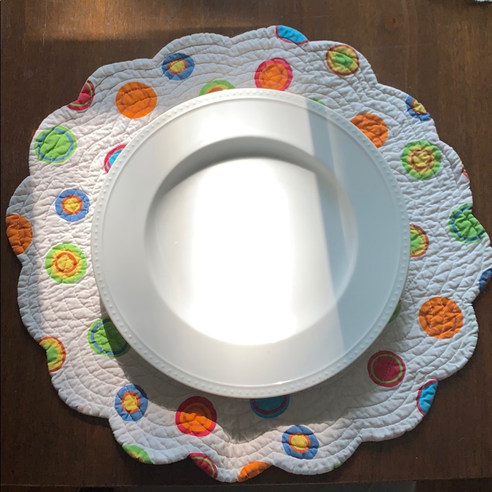 6 Colorful polka dot and striped quilted placemats